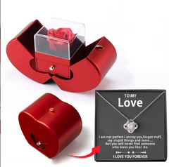 Fashion Jewelry box and Necklace for that special loved one for Valentine's Day Gifts With Artificial Flower Rose Flower Jewelry Box